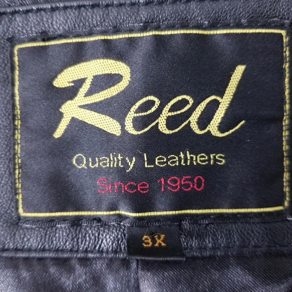 Reed Leather Blazer Mens 3X Black Genuine Leather Two Button Jacket Classic Fit